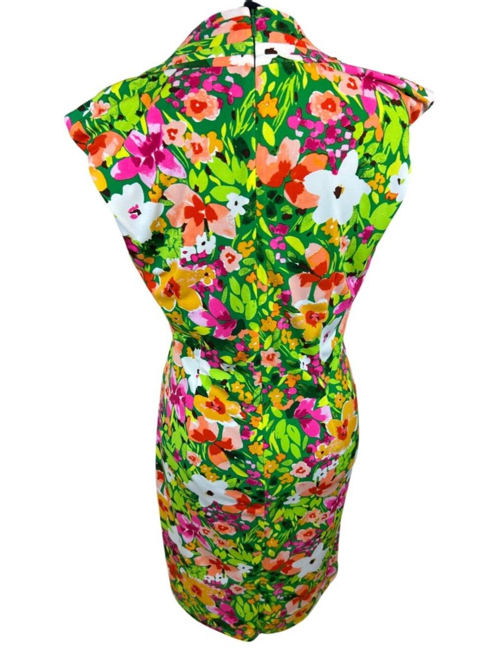 Vince Camuto Faux Wrap Sheath Dress Size 8 Floral Green Pink Spring Summer Boho - Picture 5 of 14